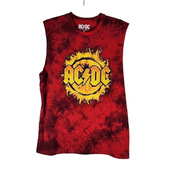 AC DC TIE DYED SLEEVESS TEE-SHIRT - Picture 1 of 5